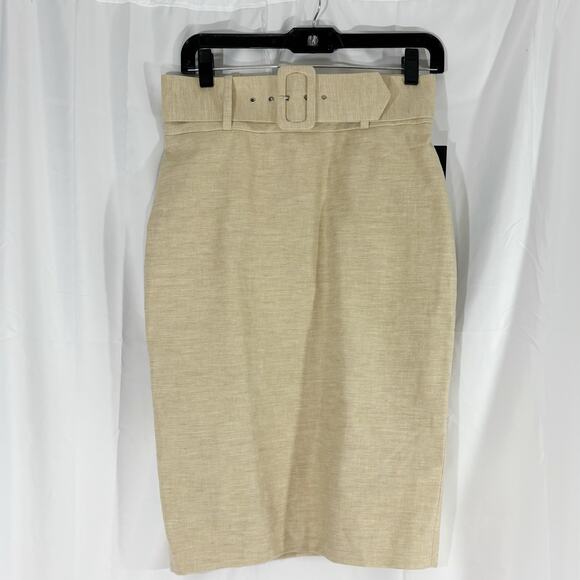 Zara high waisted linen belted mini skirt beige NWT - Picture 1 of 4